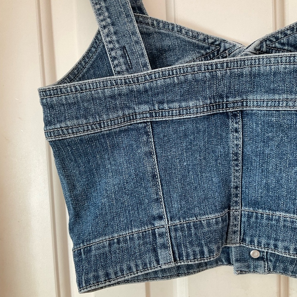 AG Adriano Goldschmied denim cropped front button tank, Sz M - Picture 16 of 16